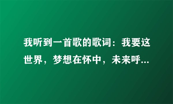 我听到一首歌的歌词：我要这世界，梦想在怀中，未来呼唤我，伤心的。。。，问：歌名是什么？