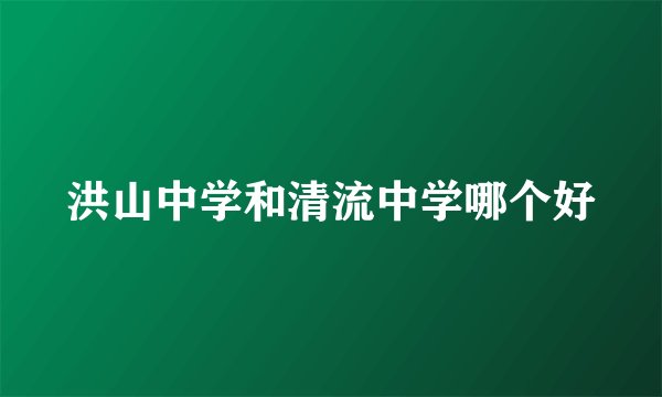 洪山中学和清流中学哪个好