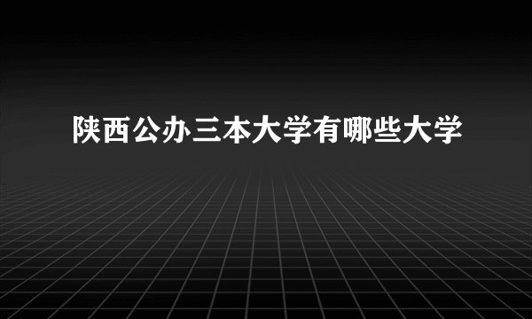 陕西公办三本大学有哪些大学