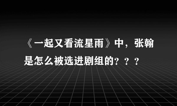 《一起又看流星雨》中，张翰是怎么被选进剧组的？？？