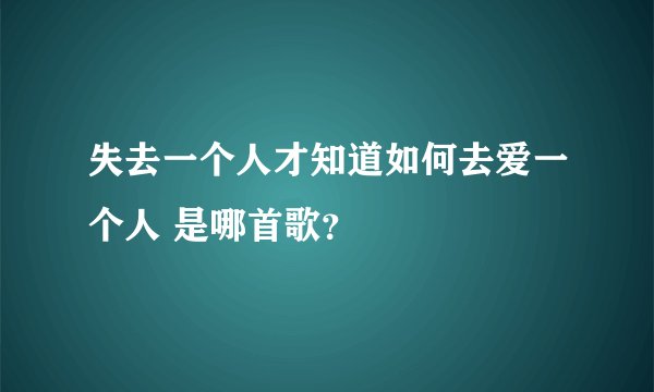 失去一个人才知道如何去爱一个人 是哪首歌？