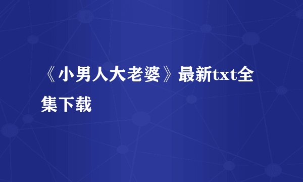《小男人大老婆》最新txt全集下载