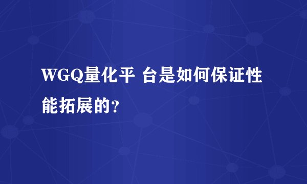 WGQ量化平 台是如何保证性能拓展的？