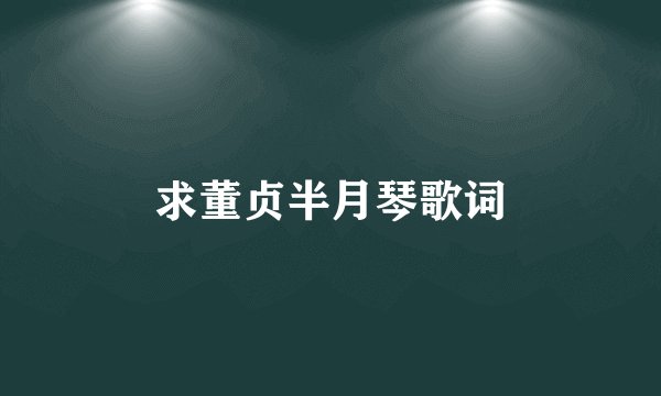 求董贞半月琴歌词