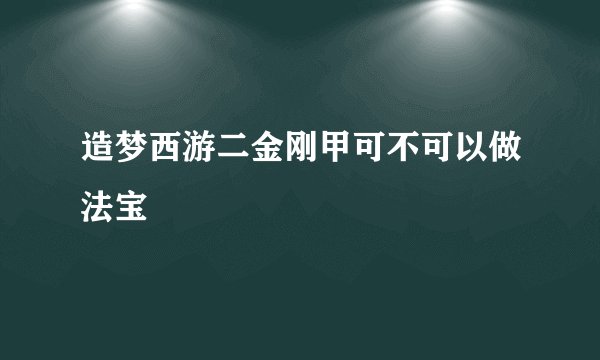 造梦西游二金刚甲可不可以做法宝