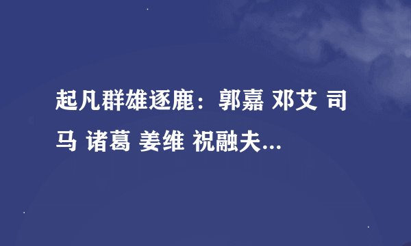起凡群雄逐鹿：郭嘉 邓艾 司马 诸葛 姜维 祝融夫人的出装情况！请高手给予指点！~~