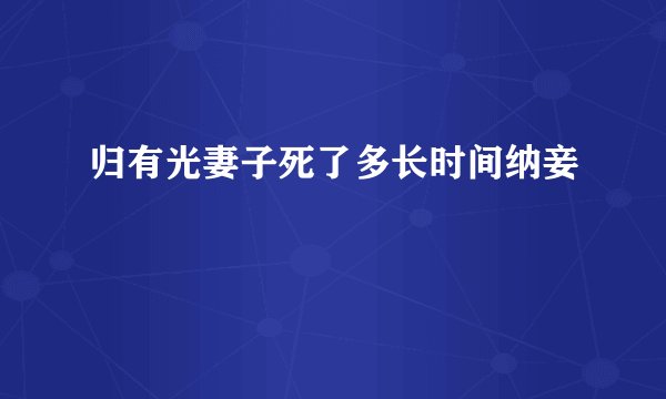 归有光妻子死了多长时间纳妾
