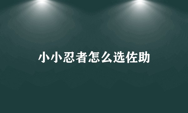 小小忍者怎么选佐助