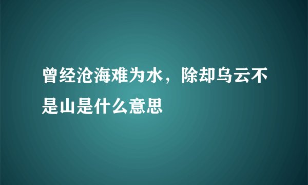 曾经沧海难为水，除却乌云不是山是什么意思