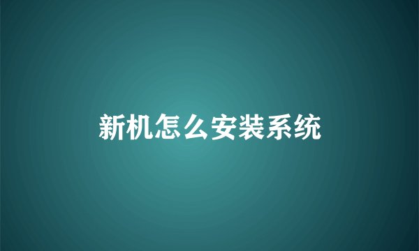新机怎么安装系统