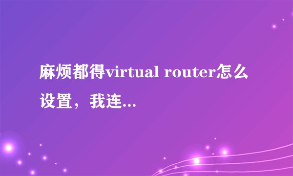 麻烦都得virtual router怎么设置，我连接好手机还是上不了网