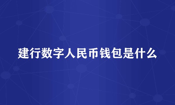 建行数字人民币钱包是什么