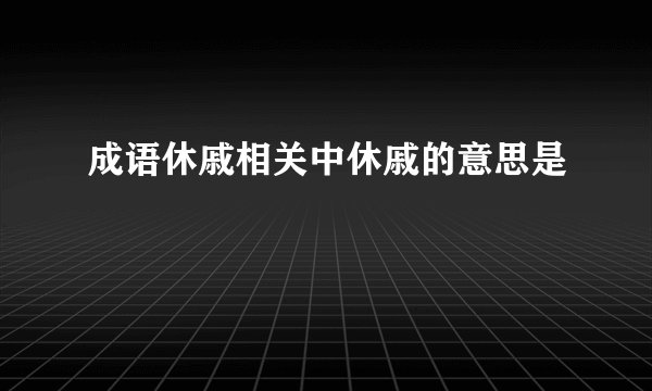成语休戚相关中休戚的意思是