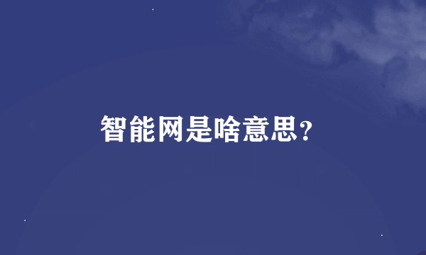 智能网是啥意思？
