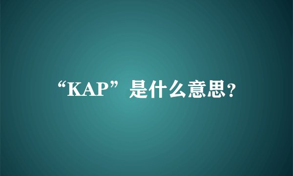 “KAP”是什么意思？