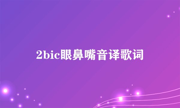 2bic眼鼻嘴音译歌词