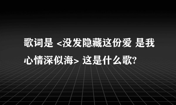 歌词是 <没发隐藏这份爱 是我心情深似海> 这是什么歌?