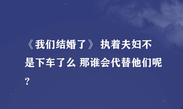 《我们结婚了》 执着夫妇不是下车了么 那谁会代替他们呢？