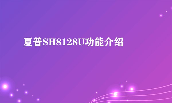 夏普SH8128U功能介绍