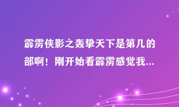 霹雳侠影之轰挚天下是第几的部啊！刚开始看霹雳感觉我掉坑里面了！轰挚天下之后是哪几部能说一下全部顺序