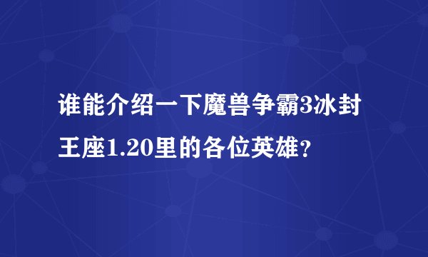 谁能介绍一下魔兽争霸3冰封王座1.20里的各位英雄？
