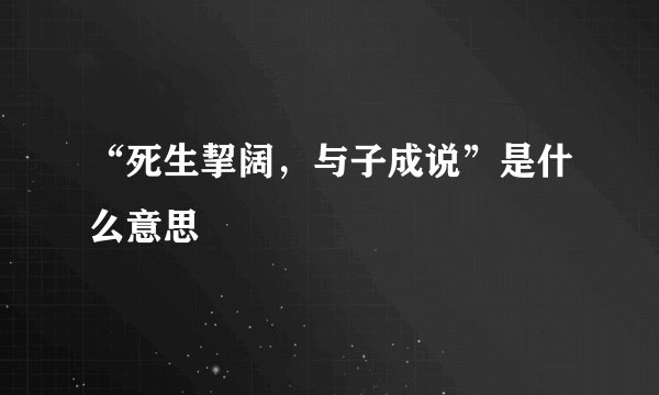 “死生挈阔，与子成说”是什么意思