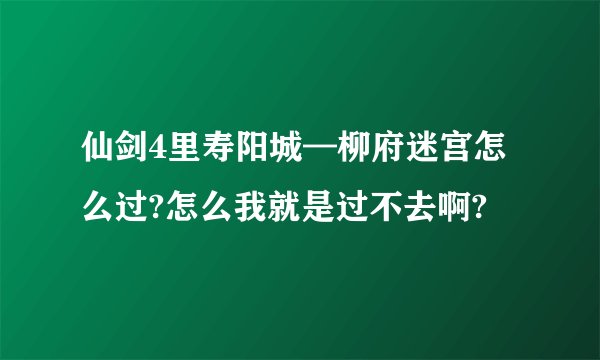 仙剑4里寿阳城—柳府迷宫怎么过?怎么我就是过不去啊?