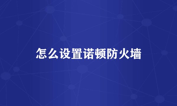 怎么设置诺顿防火墙