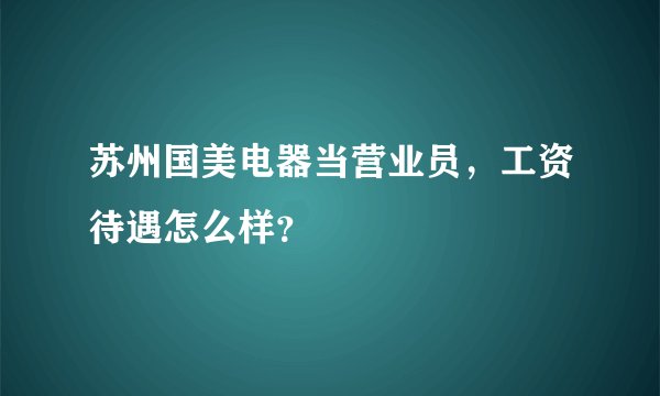 苏州国美电器当营业员，工资待遇怎么样？