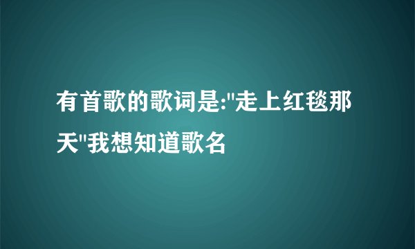 有首歌的歌词是: