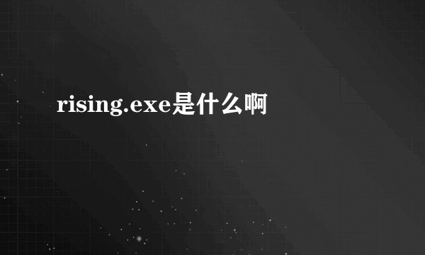 rising.exe是什么啊