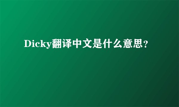 Dicky翻译中文是什么意思？