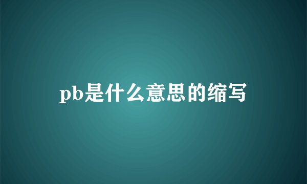 pb是什么意思的缩写