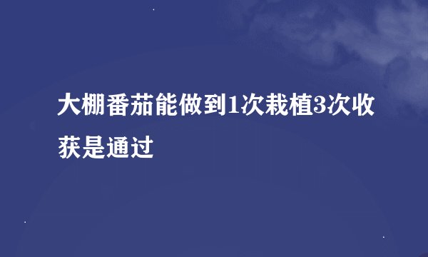 大棚番茄能做到1次栽植3次收获是通过