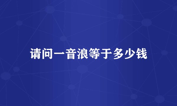 请问一音浪等于多少钱
