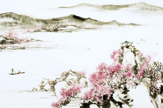 飞花两岸照船红，百里榆堤半日风的意思