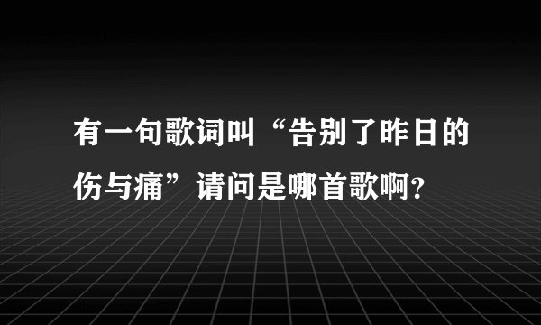 有一句歌词叫“告别了昨日的伤与痛”请问是哪首歌啊？