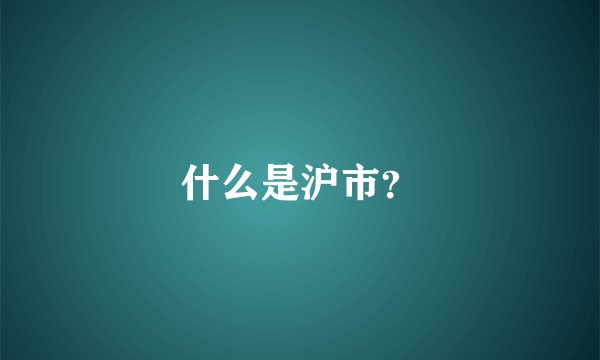 什么是沪市？
