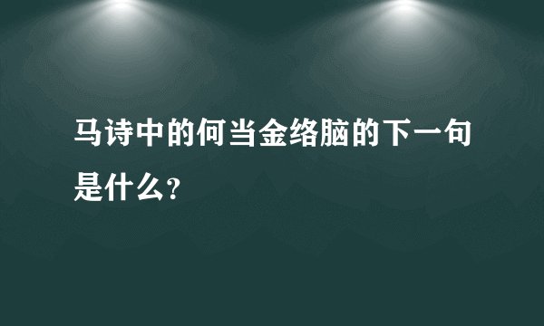 马诗中的何当金络脑的下一句是什么？