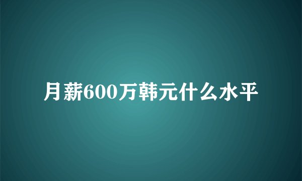 月薪600万韩元什么水平