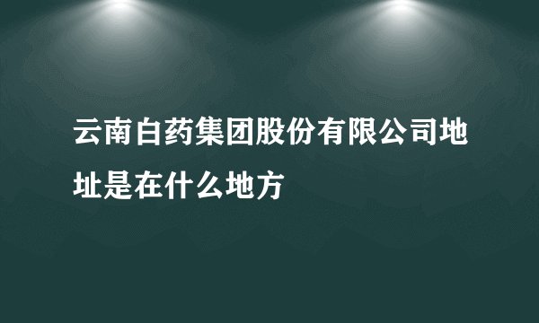 云南白药集团股份有限公司地址是在什么地方