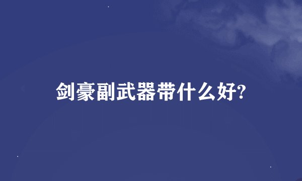 剑豪副武器带什么好?