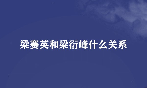 梁赛英和梁衍峰什么关系