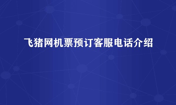飞猪网机票预订客服电话介绍
