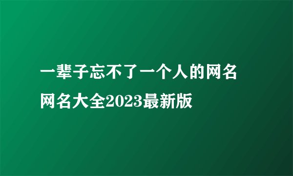 一辈子忘不了一个人的网名 网名大全2023最新版