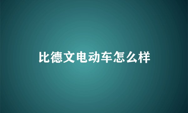 比德文电动车怎么样