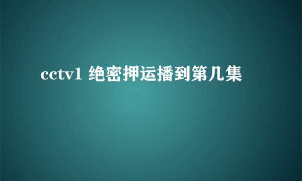 cctv1 绝密押运播到第几集