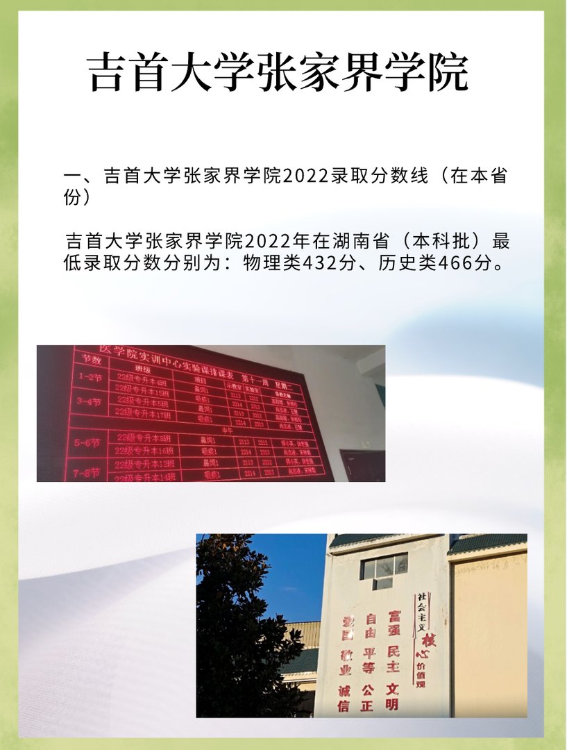 吉首大学张家界学院录取分数线是多少？
