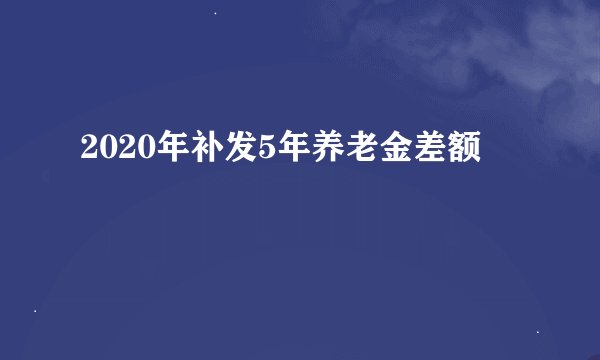 2020年补发5年养老金差额