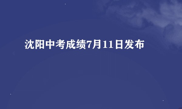沈阳中考成绩7月11日发布